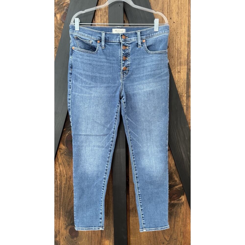 Madewell 9" Mid Rise Skinny Crop Jeans Button Front Women’s Size 31